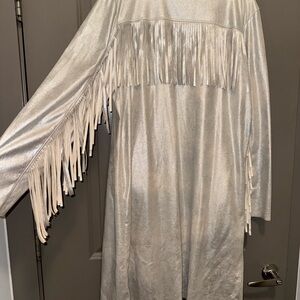 Shyanne Silver Fringe Long Coat
